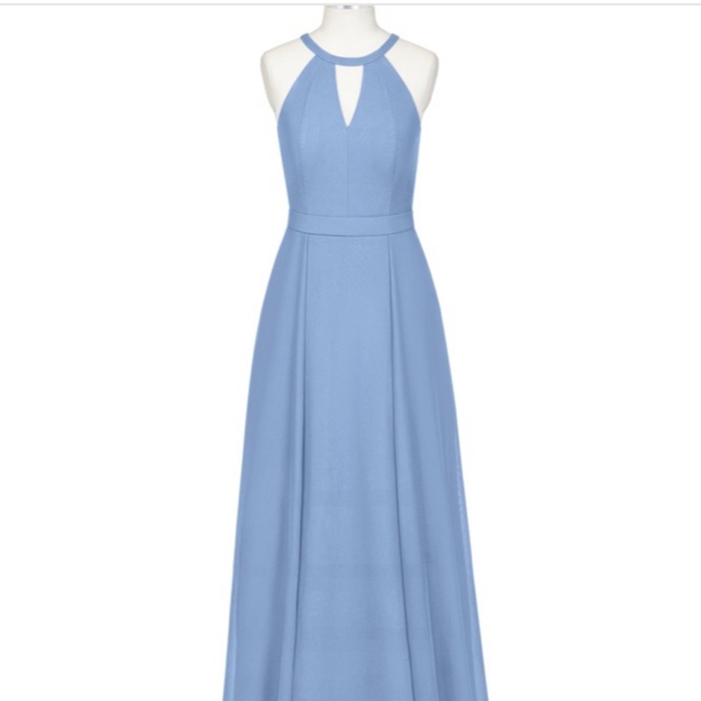 Azazie Melody Dusty Blue Long Dress